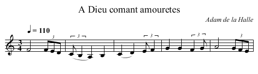 Dieu comant amouretes, A  - staff notation