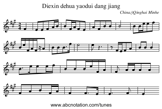 Diexin dehua yaodui dang jiang - staff notation