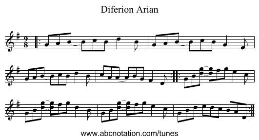 Diferion Arian - staff notation