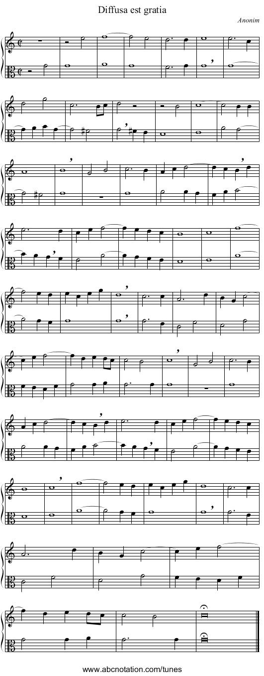 Diffusa est gratia - staff notation