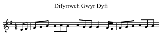 Difyrrwch Gwyr Dyfi - staff notation