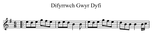 Difyrrwch Gwyr Dyfi - staff notation