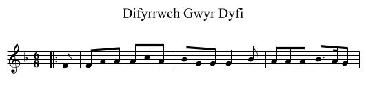 Difyrrwch Gwyr Dyfi - staff notation
