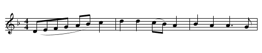 Difyrwch William Phylip - staff notation