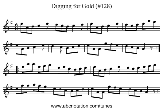 Digging for Gold (#128) - staff notation