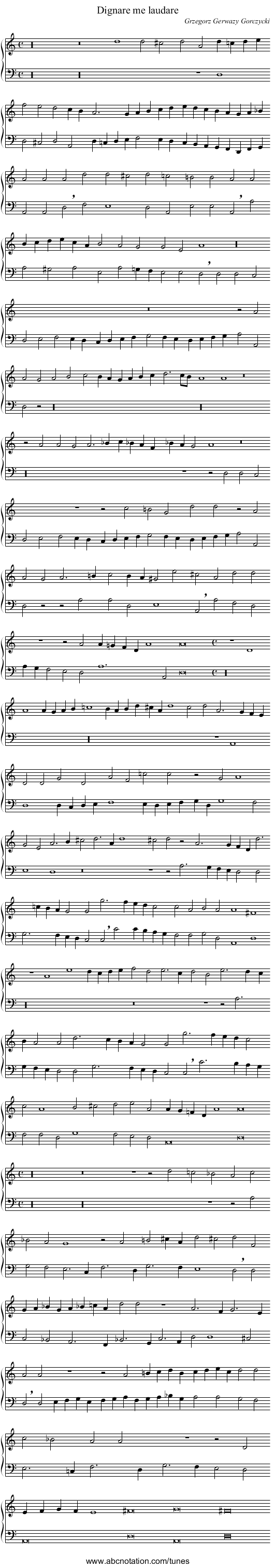 Dignare me laudare - staff notation