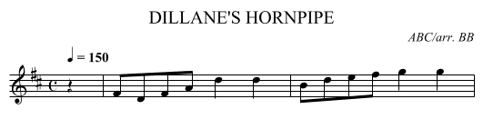 DILLANE'S HORNPIPE - staff notation