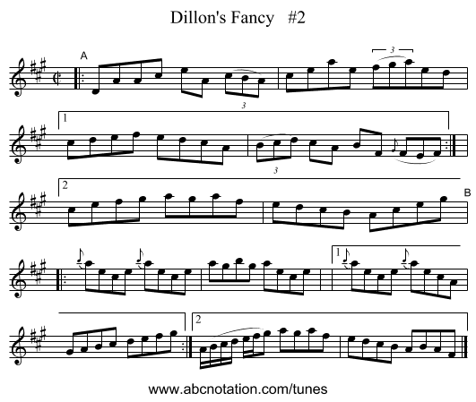 Dillon's Fancy   #2 - staff notation