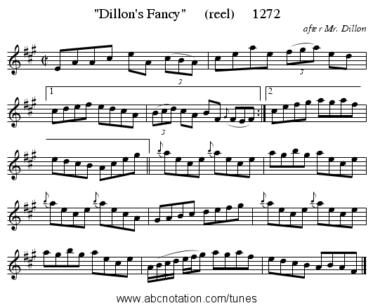 Dillon's Fancy     (reel)     1272 - staff notation