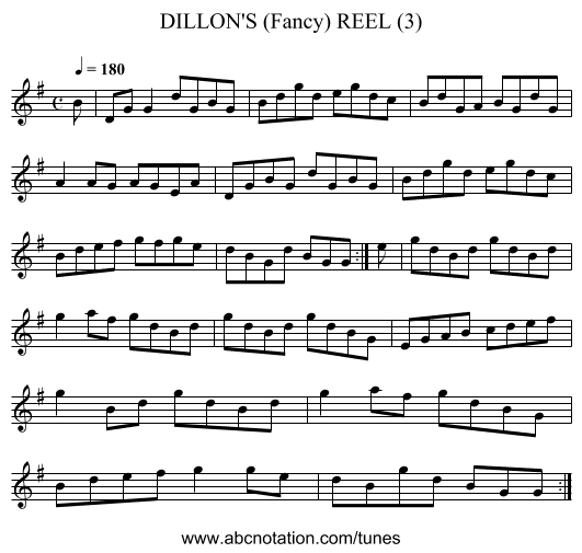 DILLON'S (Fancy) REEL (3) - staff notation
