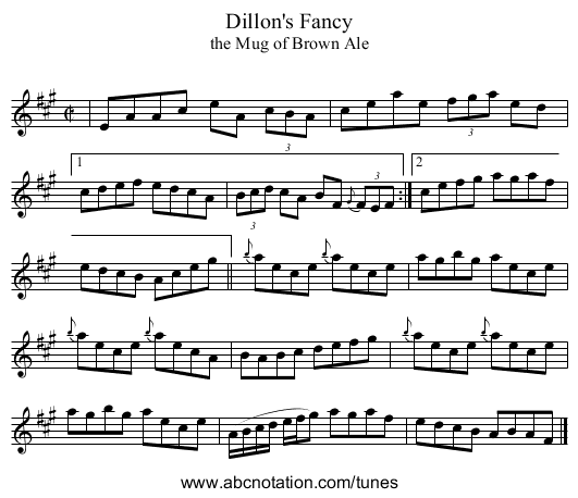 Dillon's Fancy - staff notation