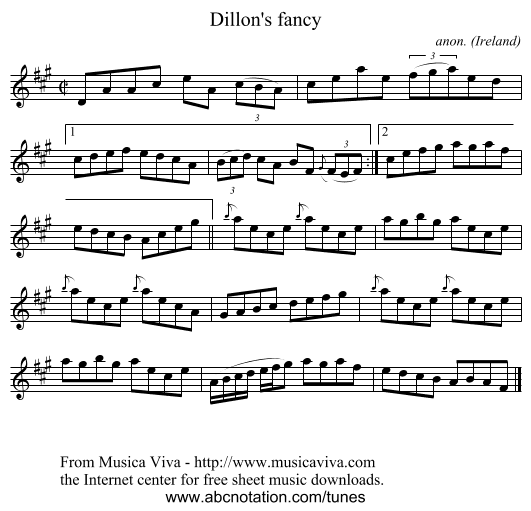Dillon's fancy - staff notation
