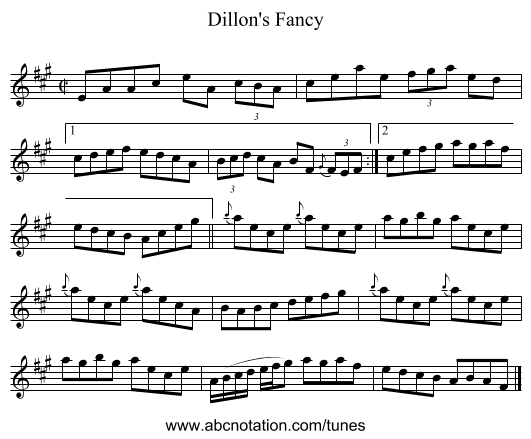 Dillon's Fancy - staff notation