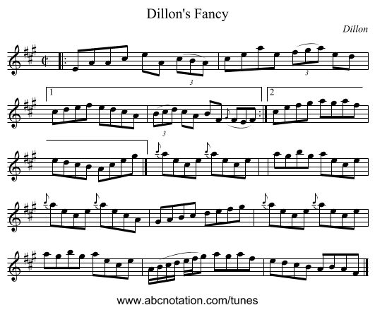 Dillon's Fancy - staff notation