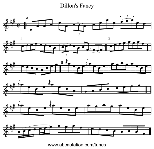Dillon's Fancy - staff notation
