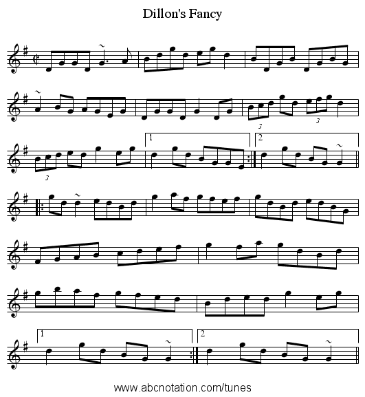 Dillon's Fancy - staff notation