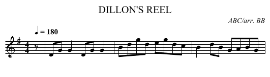 DILLON'S REEL - staff notation