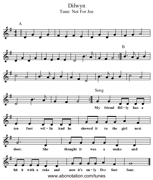 Dilwyn - staff notation