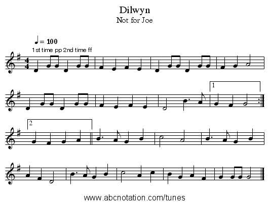 Dilwyn - staff notation
