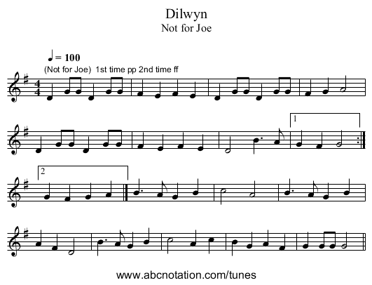 Dilwyn - staff notation
