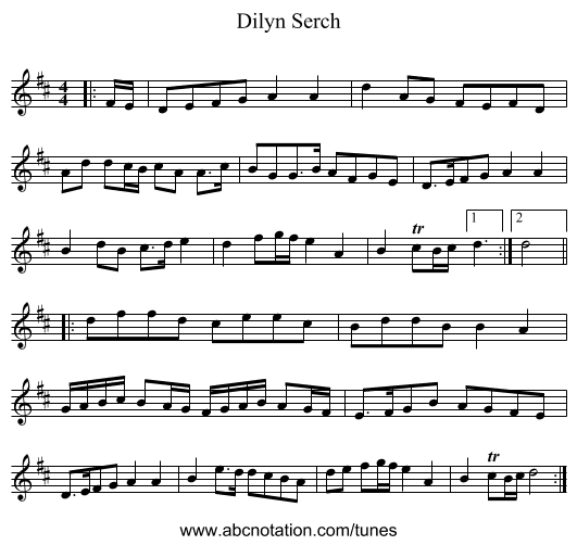Dilyn Serch - staff notation