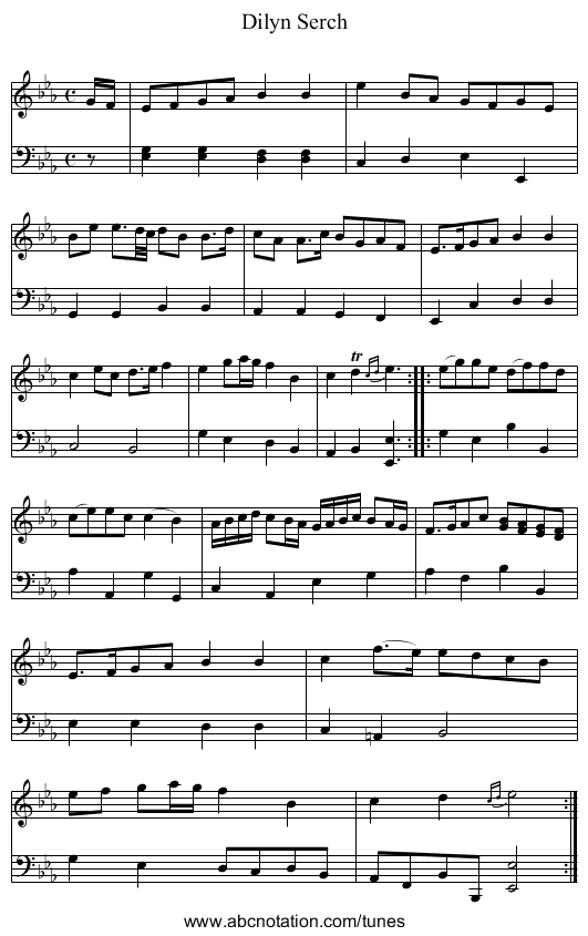 Dilyn Serch - staff notation
