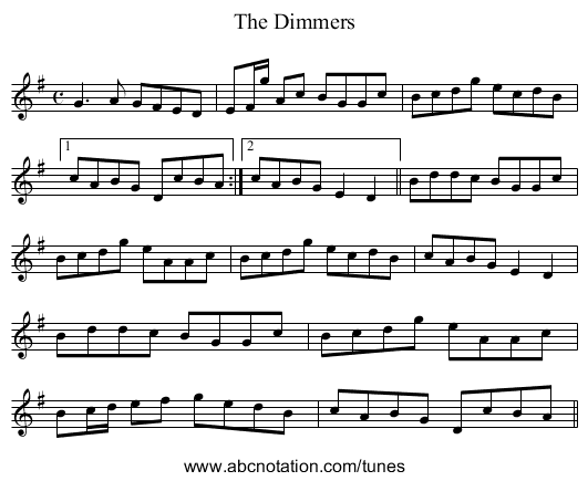Dimmers, The - staff notation