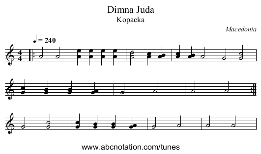 Dimna Juda - staff notation