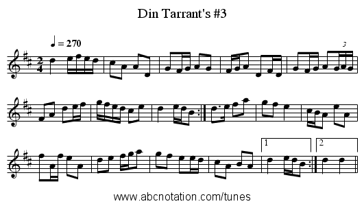 Din Tarrant's #3 - staff notation