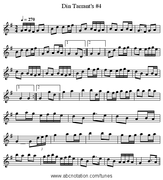 Din Tarrant's #4 - staff notation
