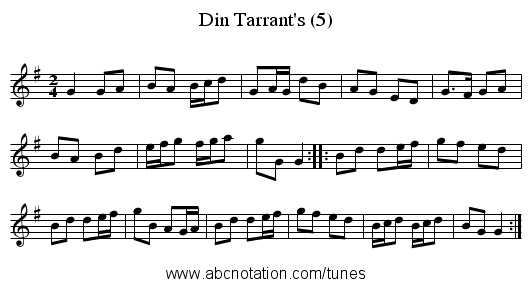 Din Tarrant's (5) - staff notation