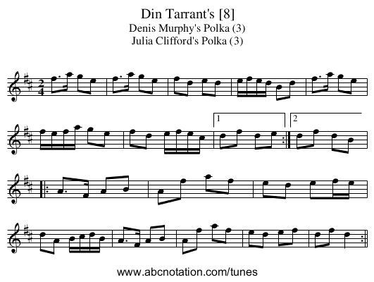 Din Tarrant's [8] - staff notation