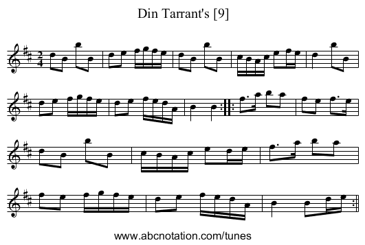 Din Tarrant's [9] - staff notation