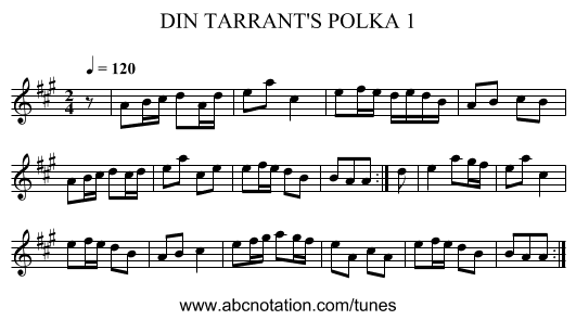 DIN TARRANT'S POLKA 1 - staff notation