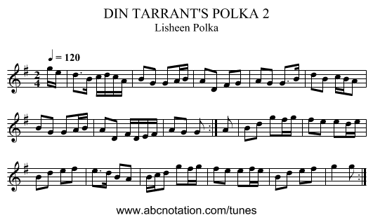 DIN TARRANT'S POLKA 2 - staff notation
