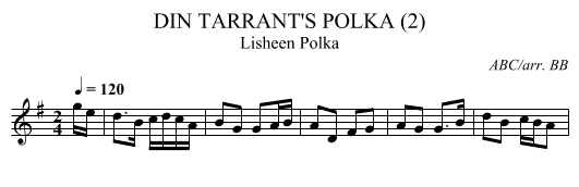 DIN TARRANT'S POLKA (2) - staff notation