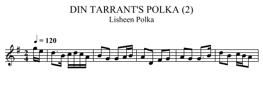 DIN TARRANT'S POLKA (2) - staff notation
