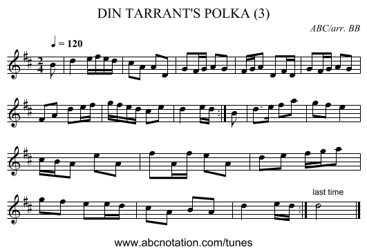 DIN TARRANT'S POLKA (3) - staff notation