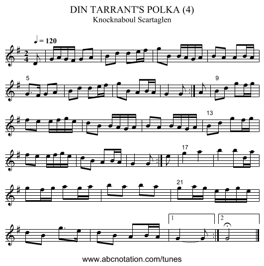DIN TARRANT'S POLKA (4) - staff notation