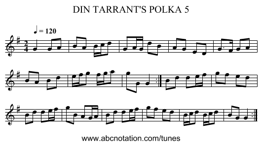 DIN TARRANT'S POLKA 5 - staff notation