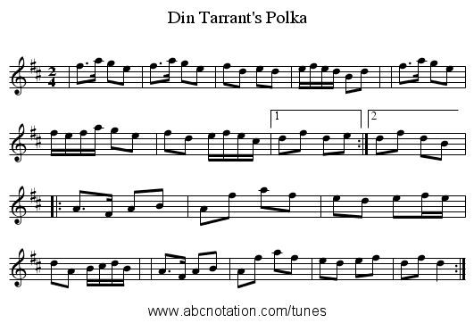Din Tarrant's Polka - staff notation