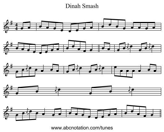 Dinah Smash - staff notation