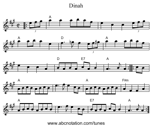 Dinah - staff notation
