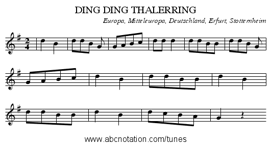 DING DING THALERRING - staff notation