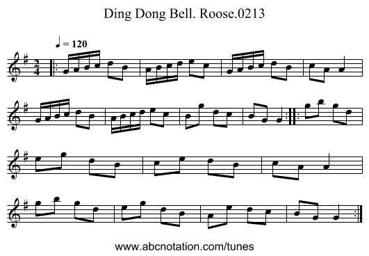 Ding Dong Bell. Roose.0213 - staff notation