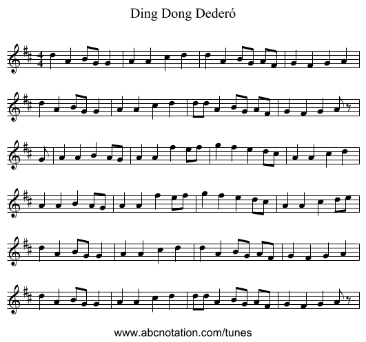 Ding Dong Dederó - staff notation