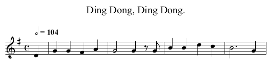 Ding Dong, Ding Dong. - staff notation