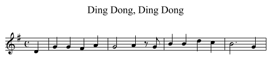Ding Dong, Ding Dong - staff notation