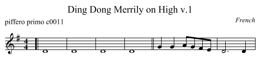 Ding Dong Merrily on High v.1 - staff notation
