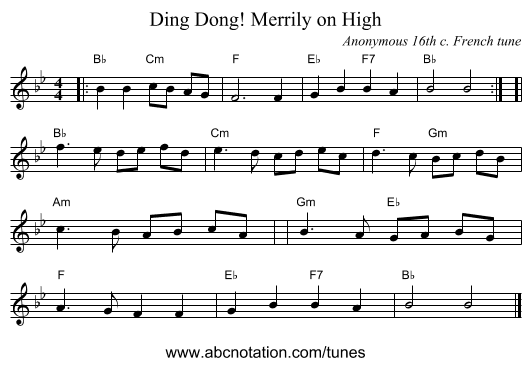 Ding Dong! Merrily on High - staff notation